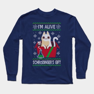 Schrödinger's Gift - Ugly Christmas Sweater - Science christmas Long Sleeve T-Shirt